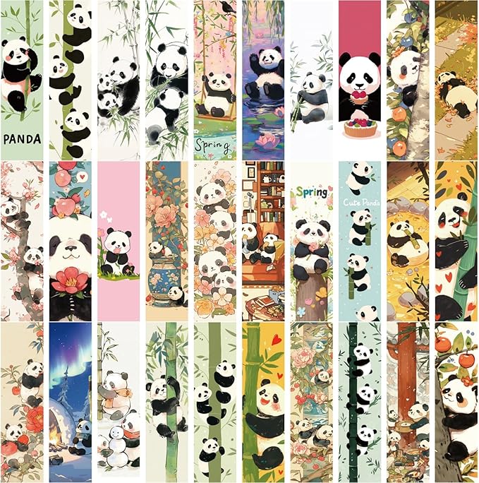 30 Pcs Panda Bookmarks for Kids Animal Theme Bookmark Cute Panda Bookmark for School Office Students Teens Book Reading Lovers Classroom Favors