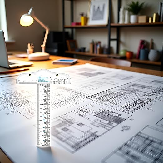 Clear Acrylic T-Square Ruler, Drafting T Square, Drafting Tools, T Ruler Transparent Crafting and Drafting Graduated Inch Metric Measuring Scale Rule Drafting Tools and Kits