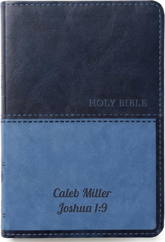 Printualist Personalized KJV Value Thinline Holy Bible with Name Engraved, Red Letter King James Version, Faux Leather Navy Cover, Custom Gift Bible for Christian Celebrations