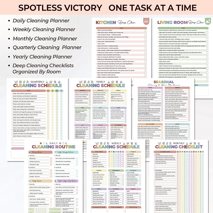 Adhd Cleaning Planner - Reusable Adhd Cleaning and Organizing Planner Dry Erase - 2026 Tidy Minds ADHD Cleaning Planners for Adults Women - Daily Weekly Monthly Household Schedule Planner & Checklist