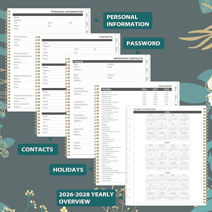 2026-2027 Monthly Planner - 2 Year Monthly Planner/Calendar 2026-2027, Jan 2026 - Dec 2027, 11" x 9", 24 Months, Tabs, Back Pocket, Holidays, Twin-Wire Binding, Note Pages