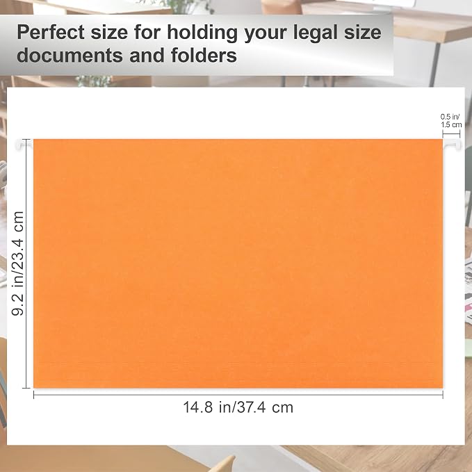 Legal Size Hanging File Folders,25 Packs Legal Hanging File Folders,Assorted Colors Legal Size Hanging Folders,9.2'' × 14.8'',Hanging Folders for Filing Cabinet,1/5 Adjustable Tabs for Office,School