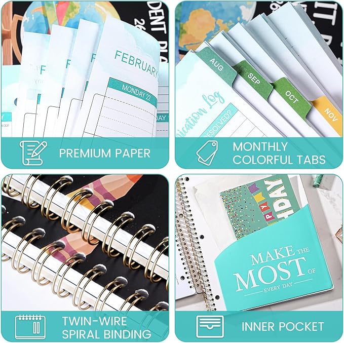 Student Planner 2026-2027 - School Planner 2026-2027 with Planner Stickers & Colorful Tabs, Aug. 2026 - Jun. 2027, 8.5" x 11", Monthly and Weekly School Planner, Academic Planner with Motivational Quotes - Globe Planner