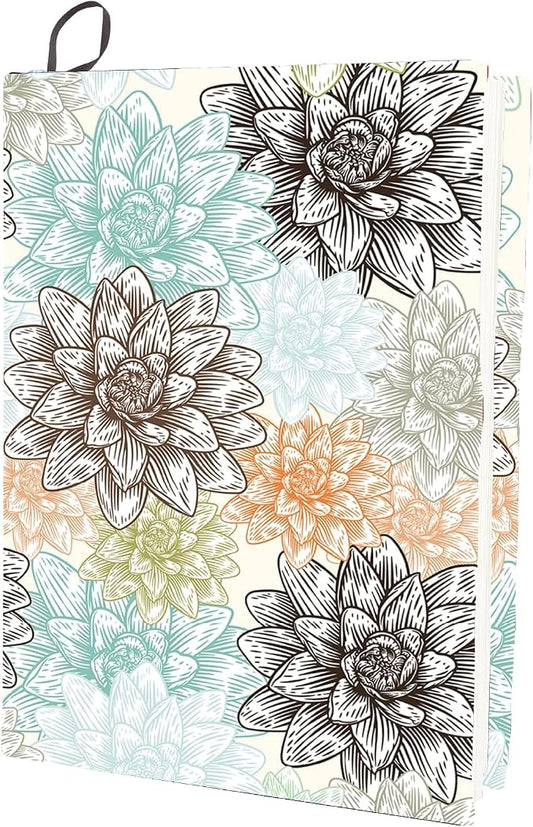 CRASPIRE Flower Stretchable Book Cover Floral Lotus Washable Reusable Large Nylon Book Protector Elastic Notebook Wraps Suitable for Most Hardcover Books Classroom Students