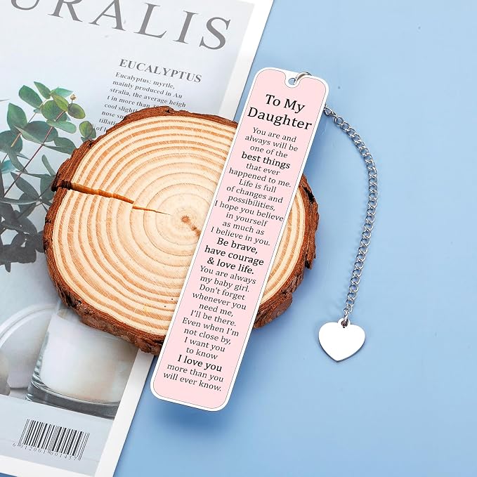 GGOJAGST Daughter Gifts from Mom Dad, Graduation Birthday Gifts for Daughter, Pink Bookmarks for Teen Girls, Sweet 16th 18th Daughters Birthday Grad Wedding Presents for Women