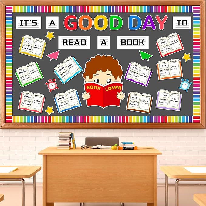 Colorful Reading Bulletin Board Decorations Its a Good Day to Read a Book Bulletin Board Back to School Books Cutouts Reading Classroom Decor for Home Library Preschool Chalkboard Wall Supplies