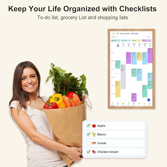 Digital Calendar – 27 Inch Electronic Wall Calendar & Chore Chart, Smart Family Organizer with Interactive Touchscreen Display, Wall Mount in Portrait or Landscape - Best Gift for Mother's Day