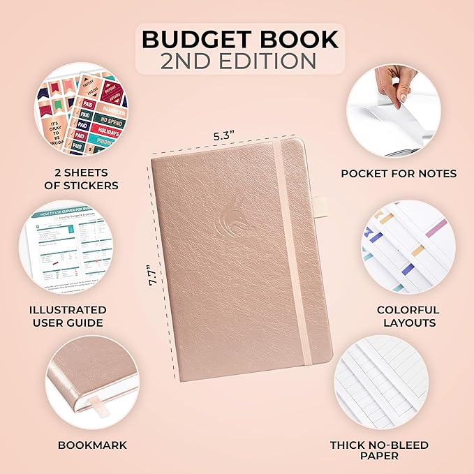 Clever Fox Budget Book 2.0 – Simple Budgeting Planner for Beginners – Financial Notebook with Money Spending, Debt & Bill Tracker (Rose Gold)