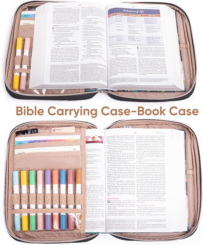 APLUFINE Bible Cover for Women - Soft Bible Case - Carrying Book Case for Bible Accessories - Bible Holder Case for Women - Girls Bible Bag - Bible Carrier - Bible Sleeve - Church Bag