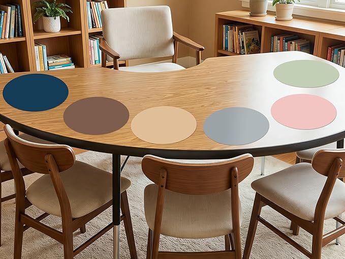 Ireer 12 Pcs 13 '' Dry Erase Dots for Classroom Table Classroom Decor Boho Colorful Stickers for Whiteboard Wall Decor Removable Dry Erase Circles for School Teacher Supplies(Neutral,Morandi Color)