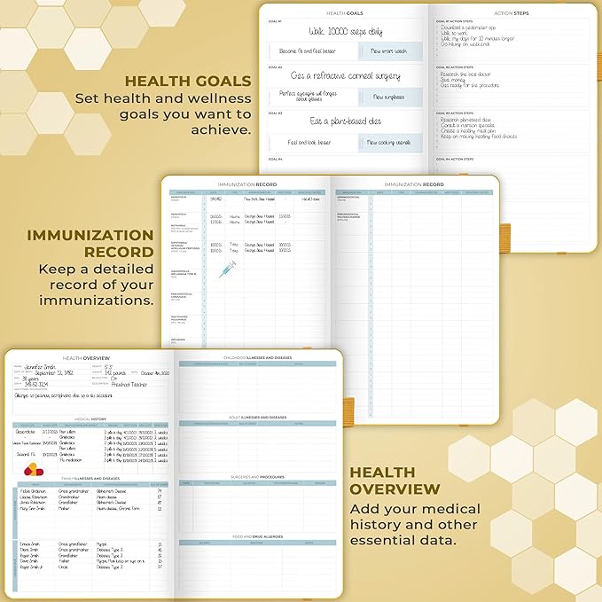 Clever Fox Large Medical Planner 12-Month – Medical Notebook, Health Diary, Wellness Journal to Track Health – 12 Months, 7x10.5″ (Amber Yellow)
