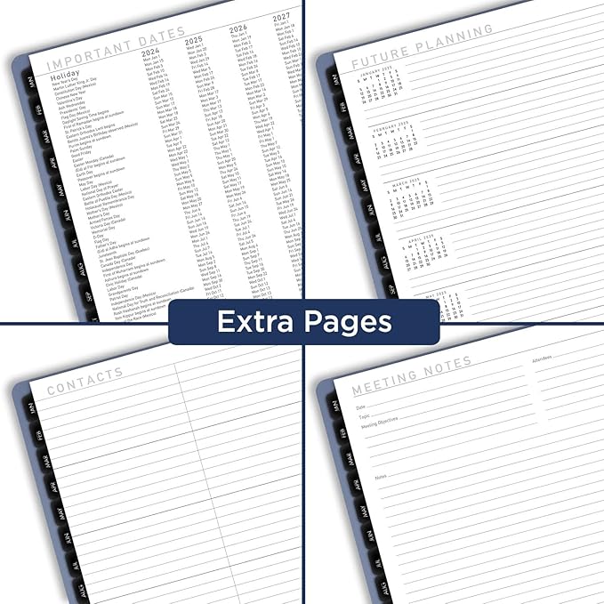 AT-A-GLANCE 2024 Monthly Planner, 9” x 11”, Large, Monthly Tabs, Pocket, Faux Leather, Contemporary, Slate Blue (70250X2024)