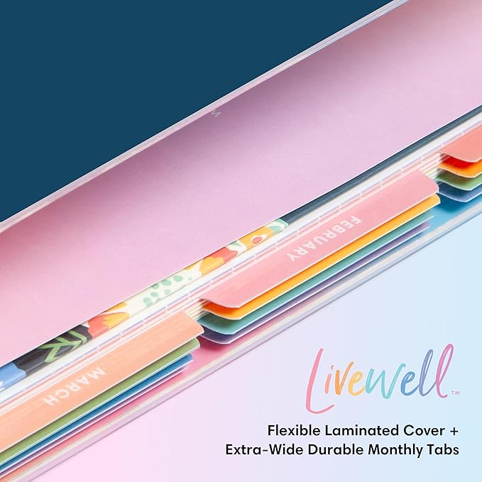 Blue Sky Livewell 2026 Daily and Monthly Planner Calendar, January 2026 - December 2026, 7" x 9", Flexible Laminated Cover, Heavy Duty Coil Binding, Colorful Premium Paper, Includes Storage Pocket, Stickers, Navy