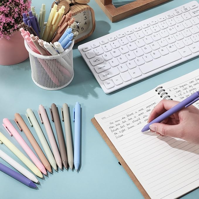 Crtiin 100 Pcs Gel Pens Bulk, 0.5mm Fine Point Black Ink Pens, Retractable Smooth Writing Quick Dry, Colored Aesthetic for School Office Journaling Teacher Appreciation Mother Day (Pastel Colors)