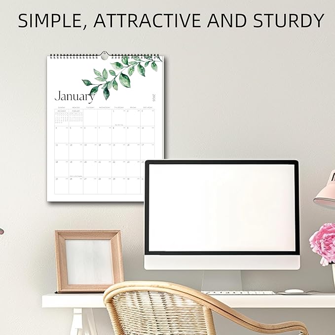 Aesthetic Wall Calendar 2026, 12 Monthly Vertical Calendar January 2026 to December 2026, 15" x 10" Modern Wall Hanging Calendar for School, Home, Office for Monthly Organizing & Planning
