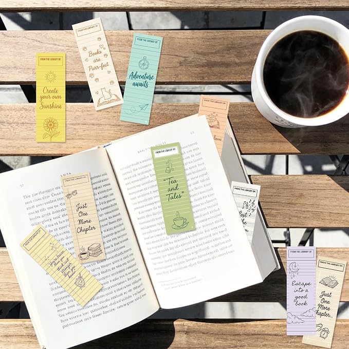 120 Pcs Vintage Library Card Paper Bookmarks, Inspirational Quotes Double Side Bookmarks Bulk for Women Man, Retro Library Page Marks for Reading Lovers Bookish Accessories Gifts