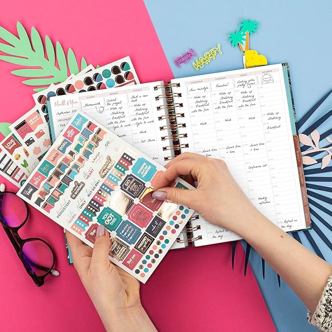 PLANBERRY Hourly Schedule Planner Premium – Undated Weekly Organizer with Time Slots & Monthly Budget – Time Management, Goal Setting, to-Do List & Habit Tracker –6.9″x8.5″(Onyx Black)