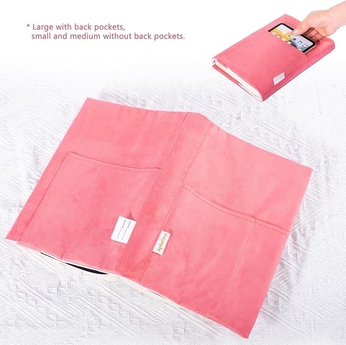 APLUFINE Velvet Book Cover for Paperbacks, Reusable Fabric Book Cover with Pockets, Adjustable Book Protector for Softcover Books, Journals & Bibles