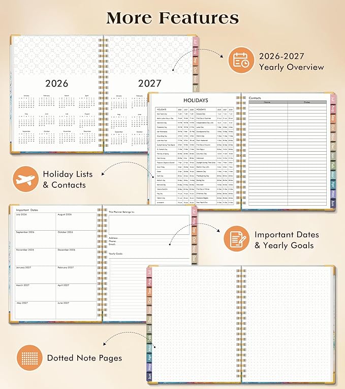 Academic Planner 2026-2027, Hardcover Weekly and Monthly Calendar Planner from July 2026 - June 2027, 8.5" x 11" A4 Large Daily Agenda with Tabs, College School Organizer for Student Teacher, The Tree of Life in Oils
