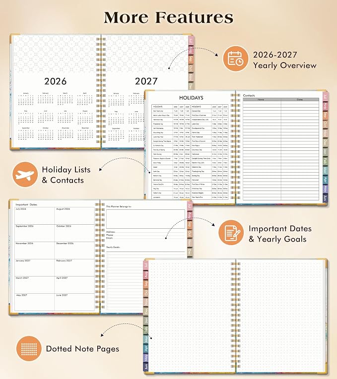 Academic Planner 2026-2027, Hardcover Weekly and Monthly Calendar Planner from July 2026 - June 2027, 6.1" x 8.2" A5 Daily Agenda with Tabs, College School Organizer for Student Teacher, The Tree of Life in Oils