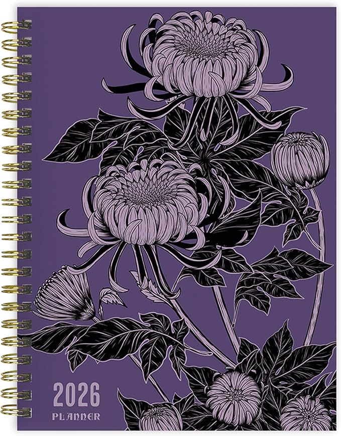 TF Publishing 2026 Witch's Flower Medium Weekly Monthly Planner with 12-Month Calendar Grid, Goals and Task Trackers - Weekly Schedule Planner with Notes Section and Stickers - 6.5in x 8in
