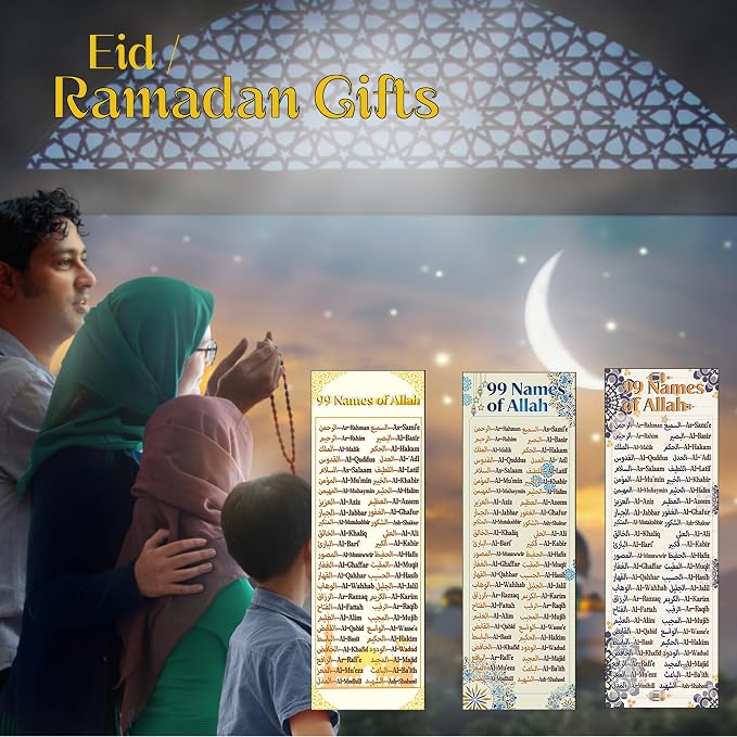 100 pcs Colorful 99 Names of Allah Bookmark Arabic English Islamic Bookmarks Reflecting on The Names of Allah Ramadan Eid Gifts Bulk Quran Muslim Islamic Arabic Gifts for Women Men Quran Learning