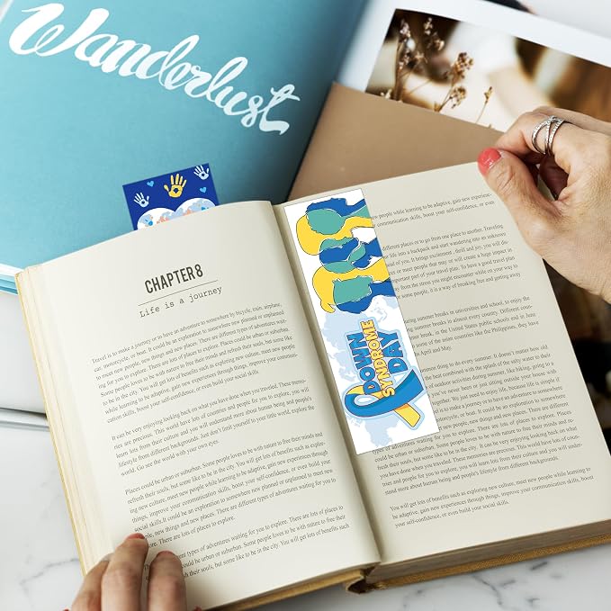 Down Syndrome Awareness Bookmarks, 120 Pcs Inspirational World Down Syndrome Day Book Marks, Blue Yellow Supportive Gifts for Seminar Handouts Charity Fundraisers School Events