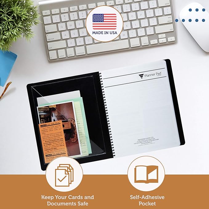 Planner Pad Insta Pockets, Front and Back Planner Pocket Combo, Executive Size, Clear Vinyl, 8” x 10”