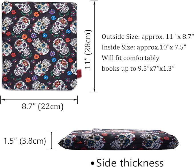 Book Sleeve for Book Lovers, Bookish Book Protector, Book Covers for Paperbacks, Washable Fabric, Book Sleeves with Zipper, Medium 11 Inch X 8.7 Inch
