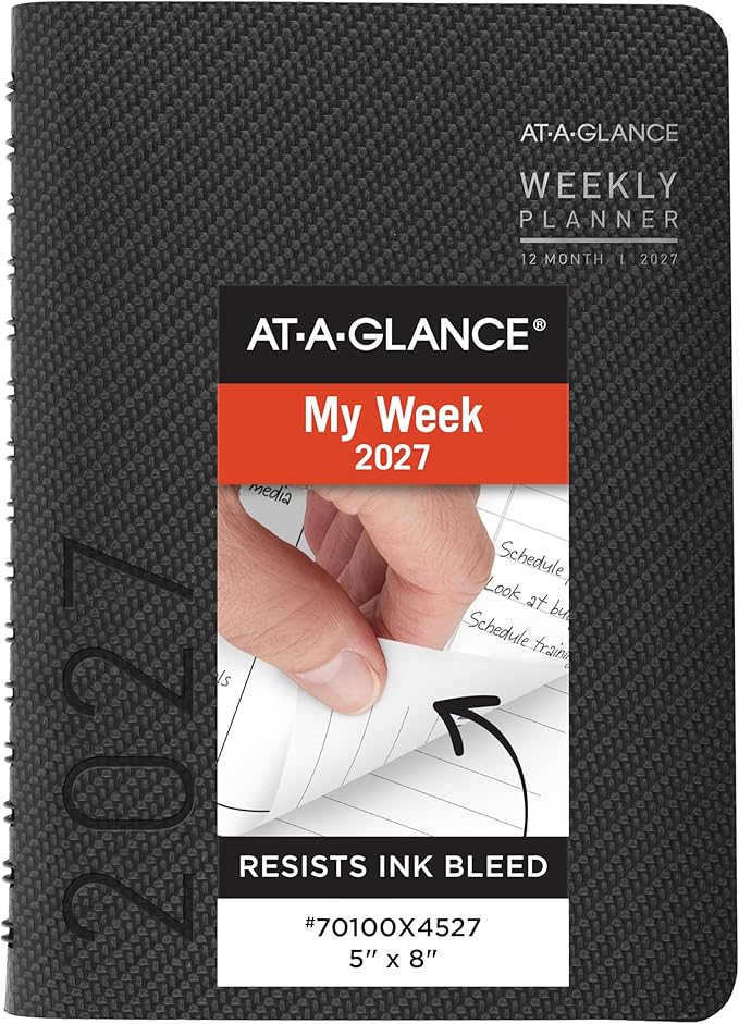 AT-A-GLANCE 2027 Planner, Weekly & Monthly, 5" x 8", Contemporary, Charcoal (70100X4527)
