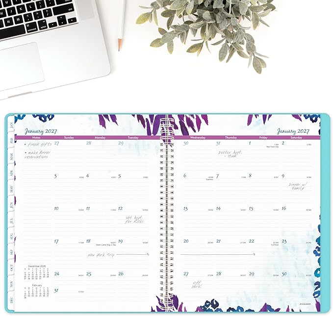 AT-A-GLANCE 2026 Appointment Book Planner, Weekly & Monthly, 8.5" x 11", Hourly, Large, Wild Washes, Teal (523-905-26)