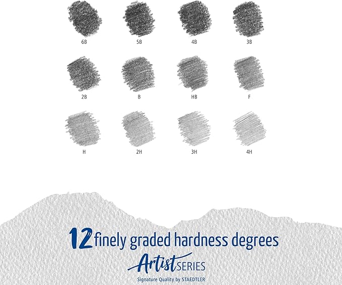 STAEDTLER Mars Lumograph Art Drawing Pencils (12-Pack) – Sustainable, Break-Resistant Graphite, Metal Case