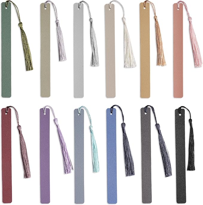 12 Pcs Pastel Leather Bookmarks - Colorful Bookmarks for Women, Students, Teachers & Book Lovers (12 Colors)