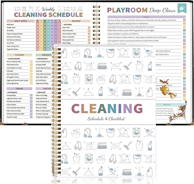 Adhd Cleaning Planner for Adults Women, Cleaning Schedule and Checklist Organizer, Household Cleaning Planner with Daily/Weekly/Monthly Task,for Home, Family Cleaning Tasks, DIY Home Improvement - White