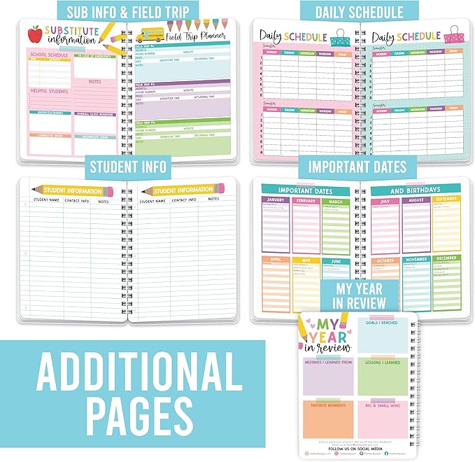 Hadley Designs Teacher Planner 2025-2026 – Lesson Planner Book for Teachers Must Haves, Undated Teacher Planners, Lesson Plan Notebook, Homeschooling Planners, Teachers Appreciation Gifts