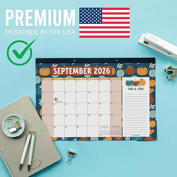Hadley Designs Large Teacher Desk Calendar 2026-2027 - Desktop Calendar 2026, 18-Month Desk Calendars for Home, Office & Classroom, Cute Classroom Must Haves, Teacher Appreciation Gifts