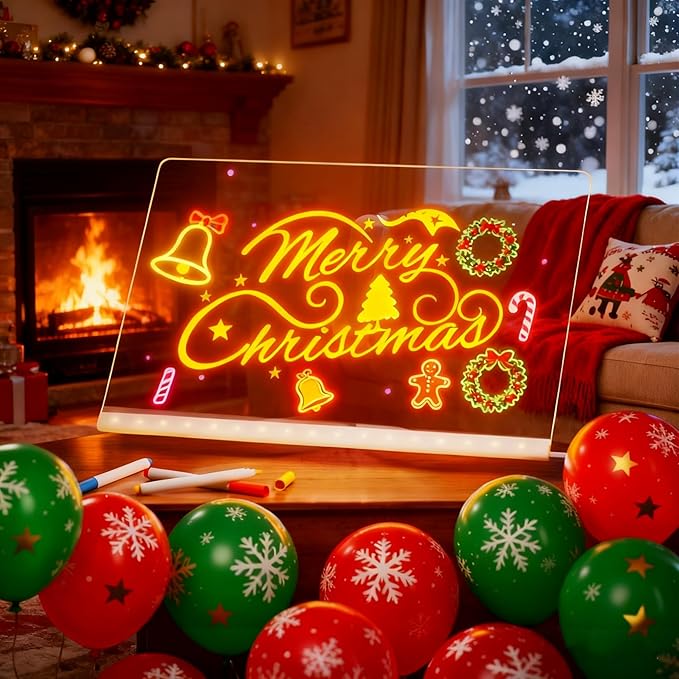 LED Drawing Board, 2026 New Led Drawing Board for Kids, Glowboard, Acrylic Dry Erase with Light,Includes 7 Color Pens,for Office, School, Home(12 * 8in)