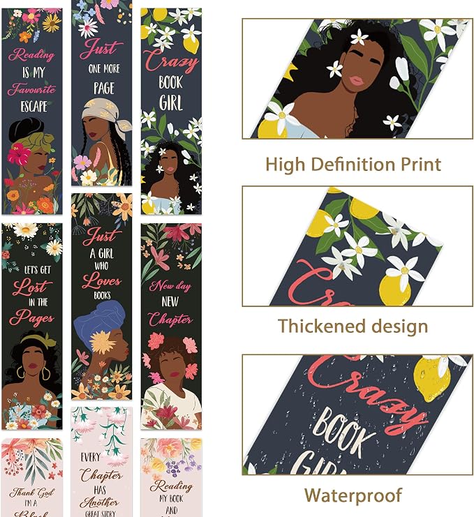 Black Girl Bookmarks Bulk, 150 Pcs Inspirational Paper Book Marks for Reading Women Girls, Affirmation Bookmark Double Sided for Black Magic Girls Classroom Library Supplies African American Gifts