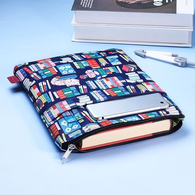 Book Sleeve for Book Lovers, Bookish Book Protector, Book Covers for Paperbacks, Washable Fabric, Book Sleeves with Zipper, Medium 11 Inch X 8.7 Inch