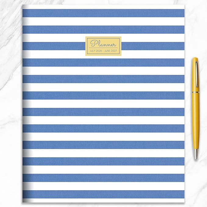 TF Publishing July 2026 - June 2027 Linen Lines Large Monthly Planner with Thick Paper - 12 Month Academic Planner 2026-2027 with 2-Page Spreads, Large Calendar Grids and Prompts - 9 in x 11 in