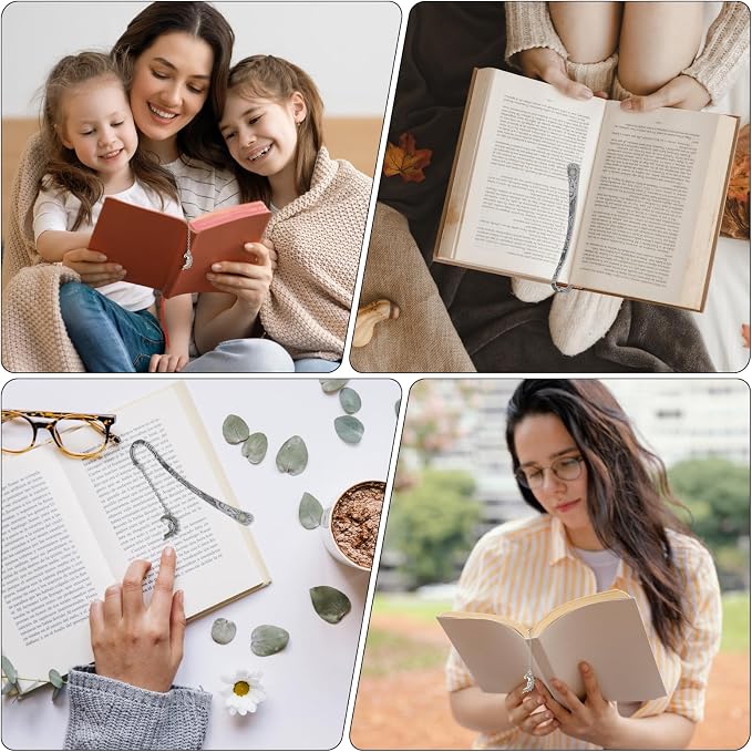 Jeffdad Luminous Moon and Stars Butterfly Bookmark, Glow in The Dark Fantasy Bookmark Gifts for Women Girls, Cool Reading Lovers(Silver Moon)