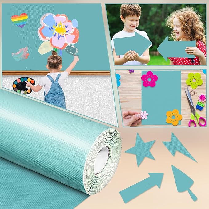 Inkspire Light Turquoise Bulletin Board Paper Roll,14.8FTx47IN Large Reusable Waterproof Erasable Classroom Wall Background Backdrop Paper,Fade-Resistant Fabric Wrapping School Decors Teacher Supplies