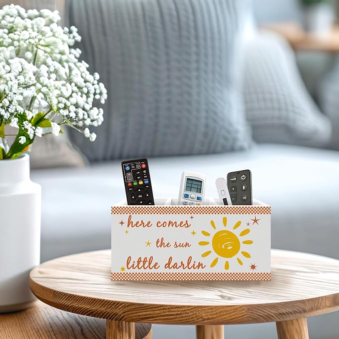 Boho Sunshine Classroom Pen Holder, Boho Office Pen Pencil Holder Organizer for Desk Accessories, Sunshine Nursery Wooden Box Desk Decor for Kids Nursery Room Classroom Desk Decorations