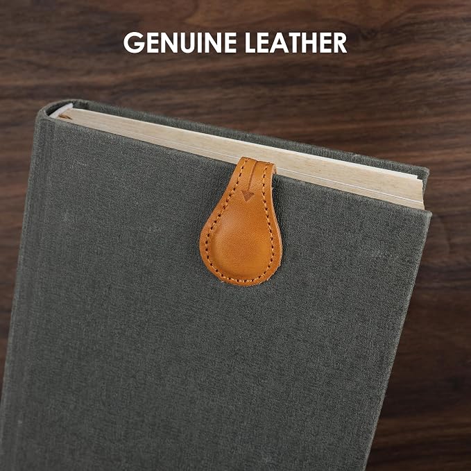 Magnetic Leather Bookmarks Book Marks for Reading Women Men Book Lovers Readers (Camel)