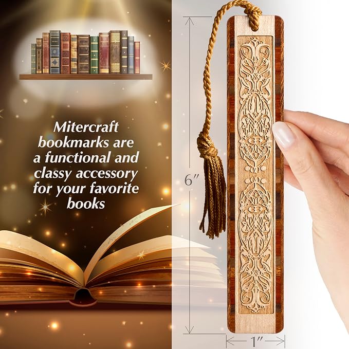 Ornate Personalized Wooden Bookmark | Decorative Filigree Scrollwork Design | Custom Engraved Literary Gift for Readers, Teachers, Librarians & Book Lovers | Handmade in the USA