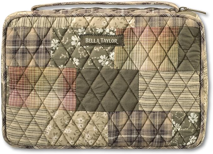 Bella Taylor Small Bible Cover for Women - Quilted Cotton Bible Case for 6 x 9 inch Books - Woodland Patch