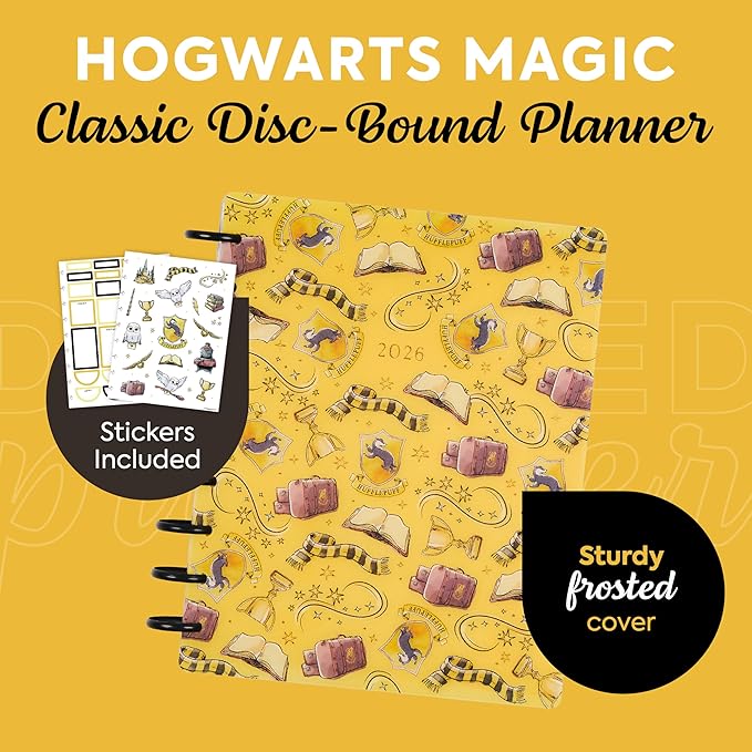 Happy Planner Harry Potter Disc-Bound 12-Month January–December 2026 Planner, Classic Size, Vertical Layout, Hufflepuff Magic