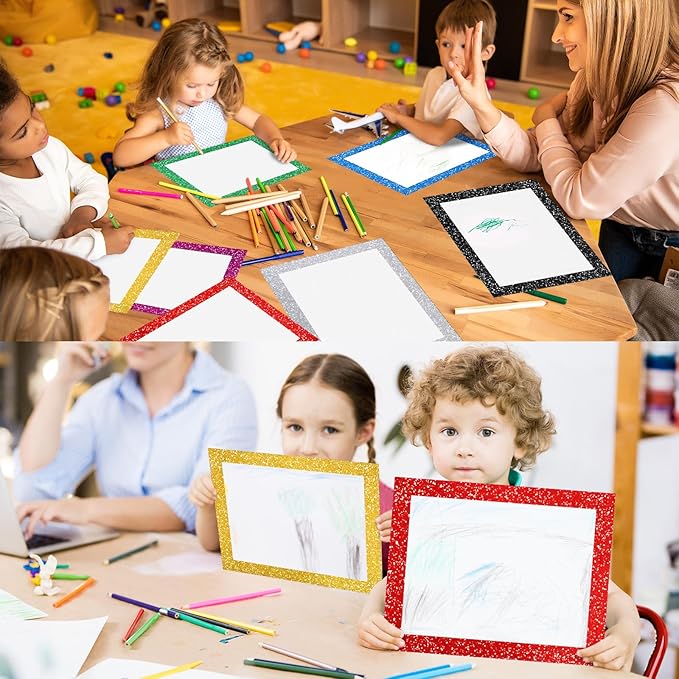 Glenmal 16 Pieces 11" x 14" Glitter Poster Board Glitter Frame Poster Board Cardstock Paper Colored Paper Shining Craft Cardstock for School Project Christmas Wedding Classroom Birthday DIY Craft