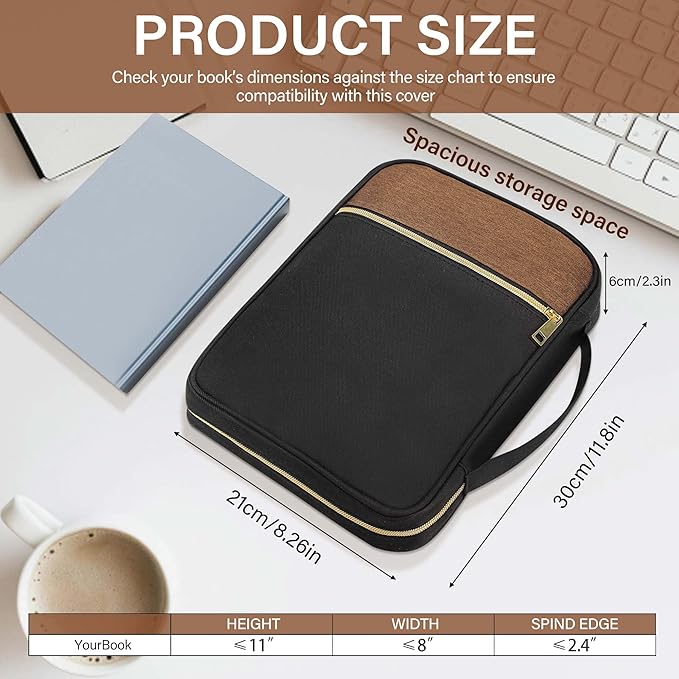 Bible Cover for Women, Bible Holder, Bible Cover Carrier Carrying Organizer Bag, God is Within Her She Will Not Fall, Zipper and Pockets for Standard Size Bible, Gift for Women（greybrown）