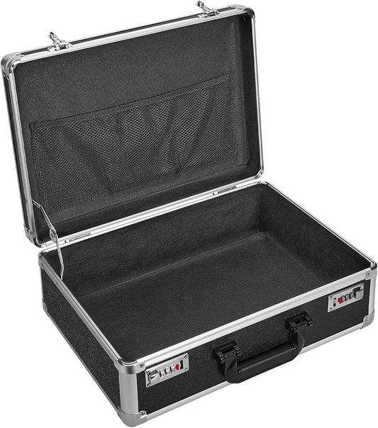 File Organizer Storage Box - 18.8 x 14.5 x 6.2 Inch X-Large, Portable Locking Storage Totes with Dual Combination Locks, Lock Boxes for Personal Items, Cash, Briefcase - Black